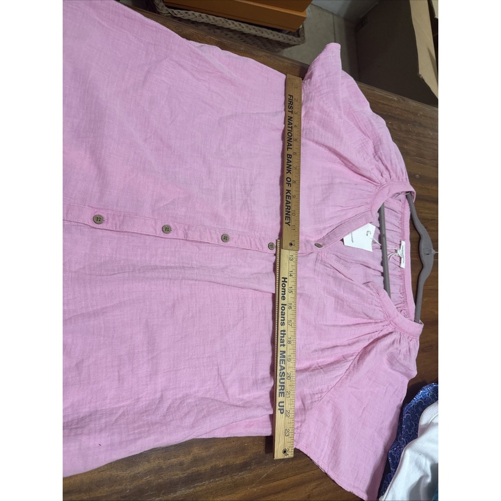 BeachLunchLounge Pink Gauze Lightweight Flutter Sleeve Blouse 1X Plus New Tags - Picture 7 of 9